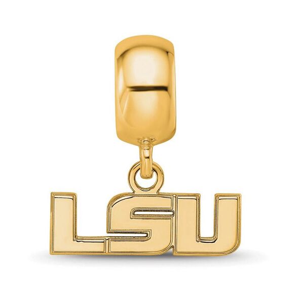 14k Gold Plated Silver Louisiana State Univ. XS LSU Dangle Bead Charm - Picture 3 of 7